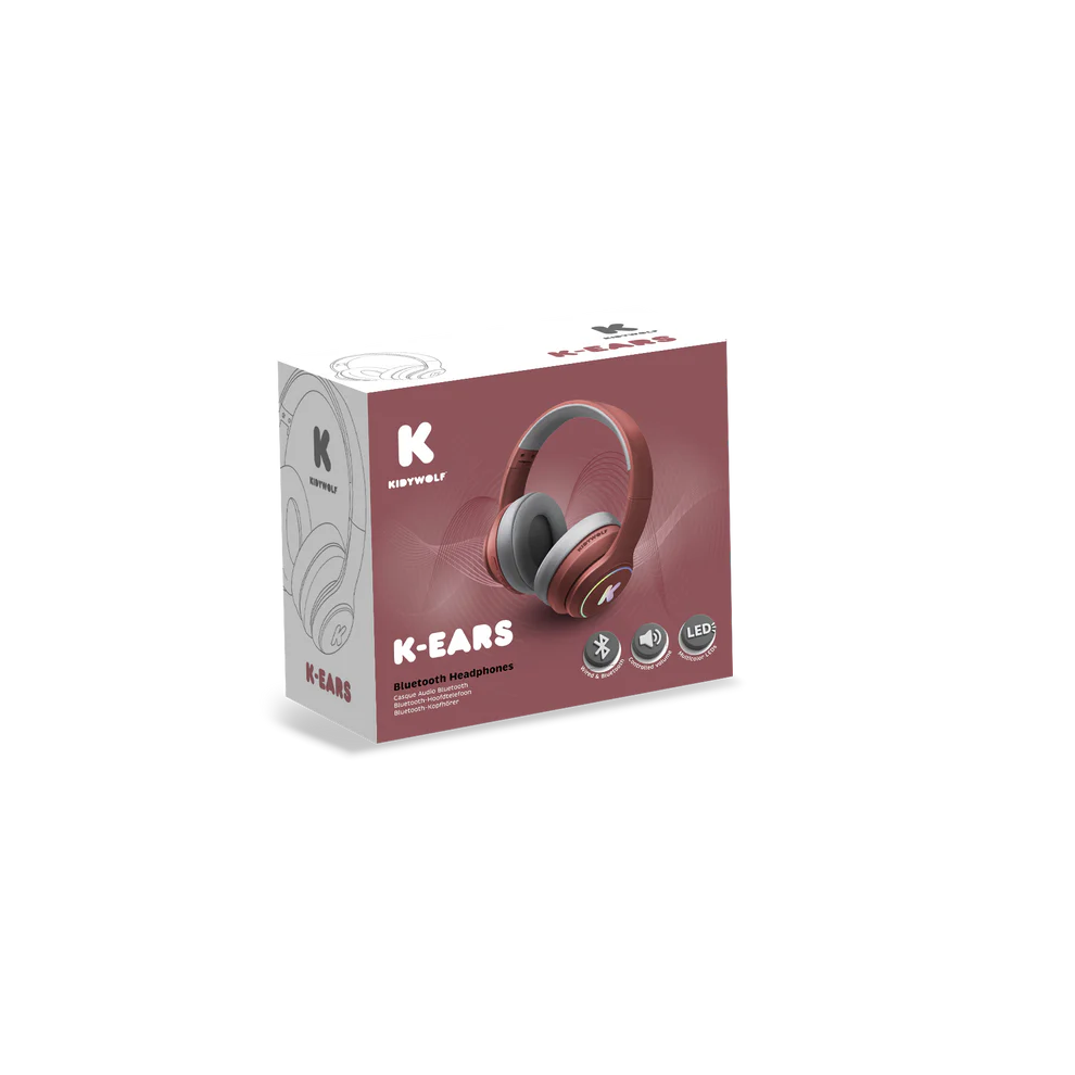 CUFFIE BLUTOOTH ROSSO SCURO K-EARS KIDYWOLF