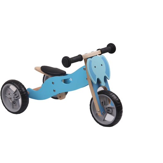 MINIBIKE 2 IN 1 IN LEGNO AZZURRA CON ELEFANTTINO