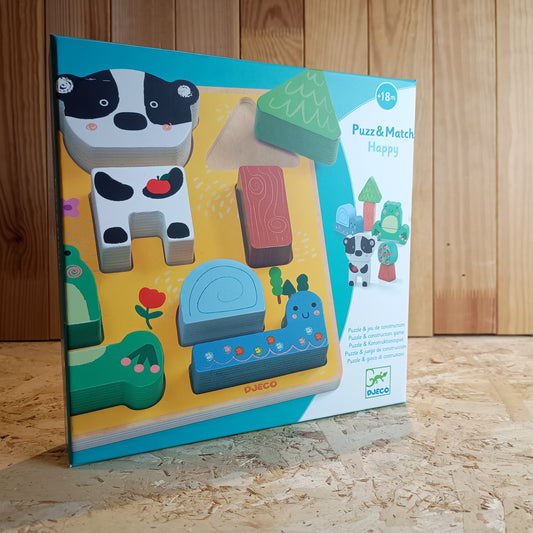 PUZZLE E COSTRUZIONE PUZZ AND MATCH HAPPY DJECO